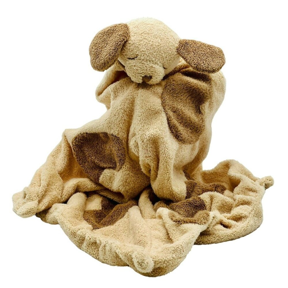 Angel Dear Tan Brown Dog Lovey Plush Security Blanket Baby 13 inch Knotted